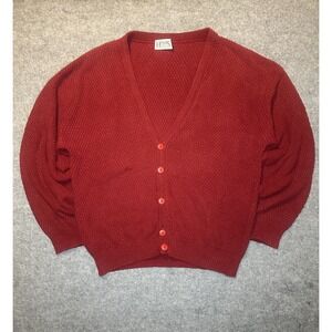 Honors Vintage V-Neck‎ Cardigan Large Burgundy Textured Waffle Knit Sweater
